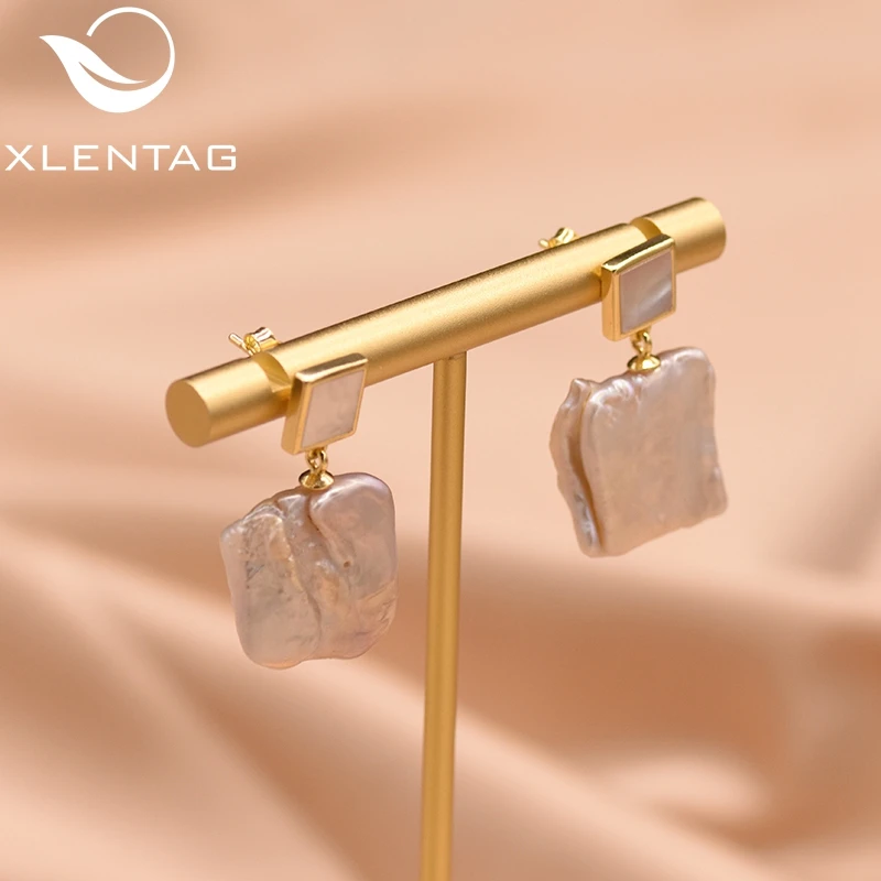 Xlentag чистый натуральный геометрический пресноводный женские серьги с жемчугом