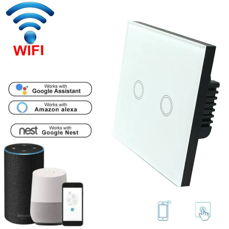 Сенсорный выключатель 220v Беспроводной Wifi светильник переключатель 1/2/3 комплекта, белый/черный/золото/EU Стандартный умный переключатель Поддержка Alexa Google Home