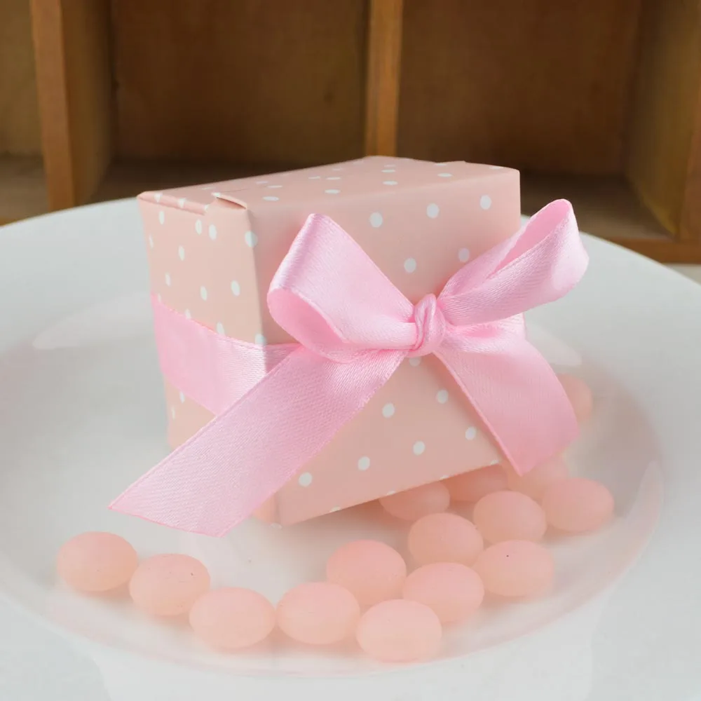 5*5*5 см квадратной формы синий розовый горошек конфетная коробка с лентой для