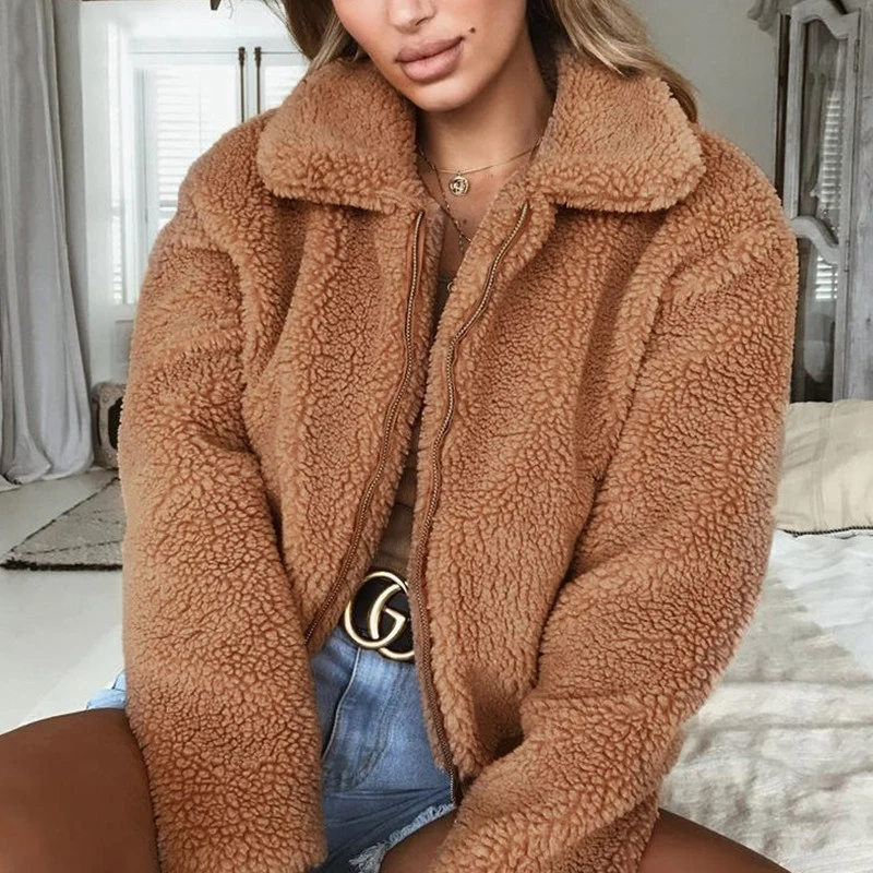 Женская укороченная куртка на молнии Повседневная Уличная из искусственного