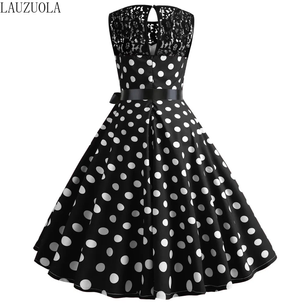 Женское винтажное платье в горошек белое кружевное стиле пэчворк без рукавов с