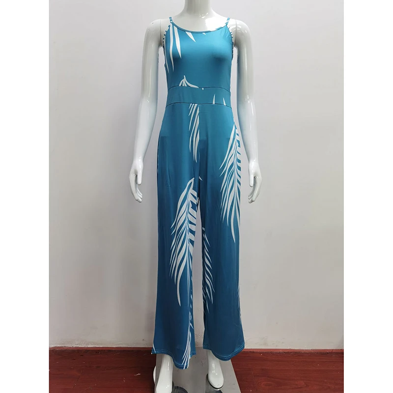 

Elegant Print Jumpsuits Women Strapless Sleeveless Wide Leg Rompers 2021 Summer Casual Chic Green Red Jumpsuit Female LD2034