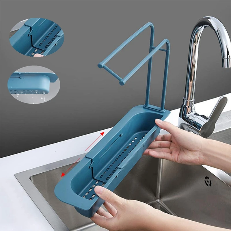 

Telescopic Sink Shelf Kitchen Sinks Organizer Drain Sponge Holder Sink Drain Rack Storage Basket Drain Rack Gadgets Accessorie