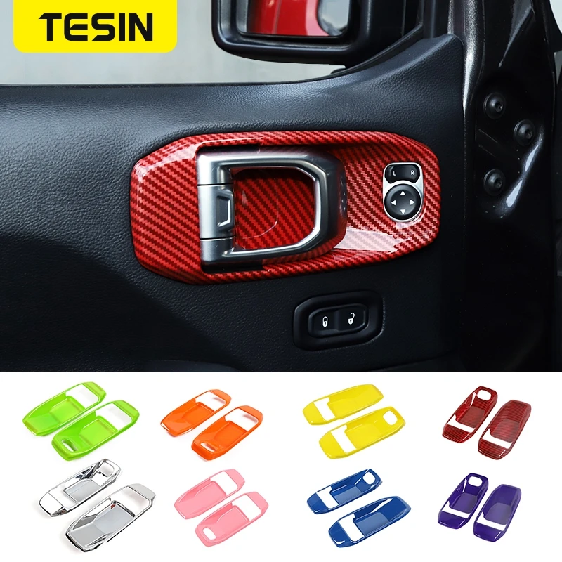 

TESIN Interior Accessories For Jeep Gladiator JT Car Inner Door Handle Bowl Decor Cover Stickers For Jeep Wrangler JL 2018-2020