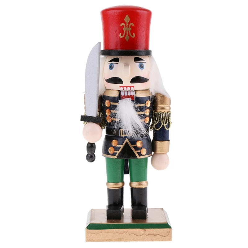 

20cm Wood Nutcracker Soldier Figures Ornament Walnut Soldier Puppets for Christmas Party Decoration Gifts