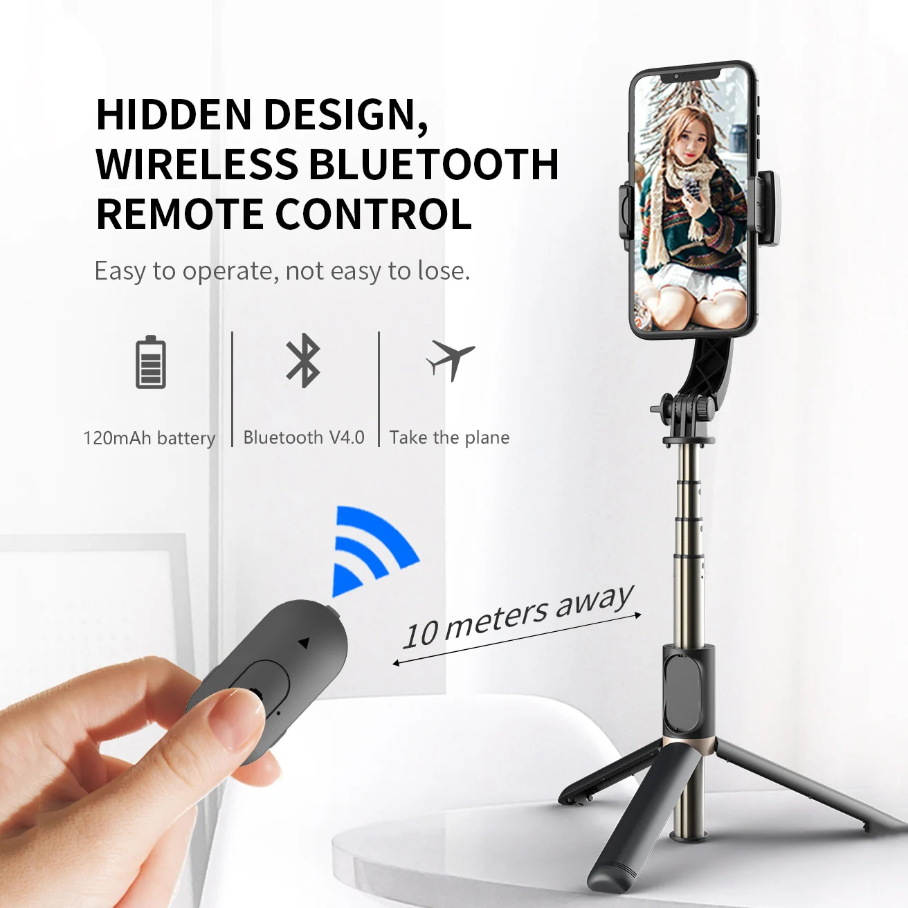 

Anti-Shake Smartphone Handheld Gimbal Stabilizers Selfie Stick Tripod Wireless Bluetooth Remote Control Extendable Foldable