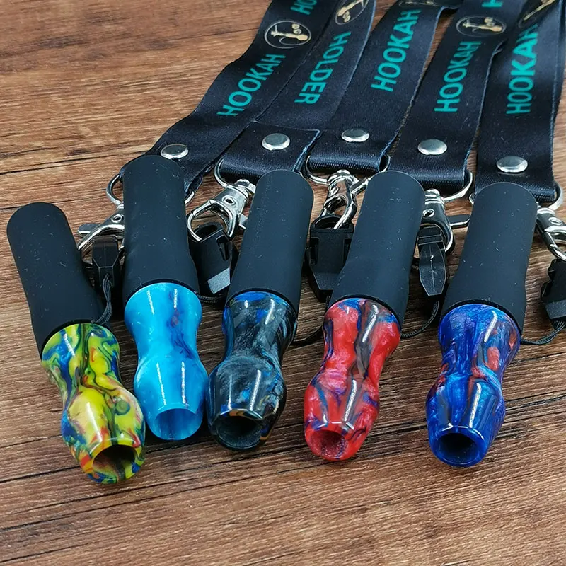 

New Resin Shisha Hookah Mouthpiece With Hang Rope Strap Silicone Mouth Tips Chicha Narguile Shisha Nozzle Water Pipe Accessories