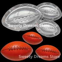 3d rugby football polycarbonate chocolate mold3 style size rugby chocolate baking cake mould bonbon jelly confectionery tool