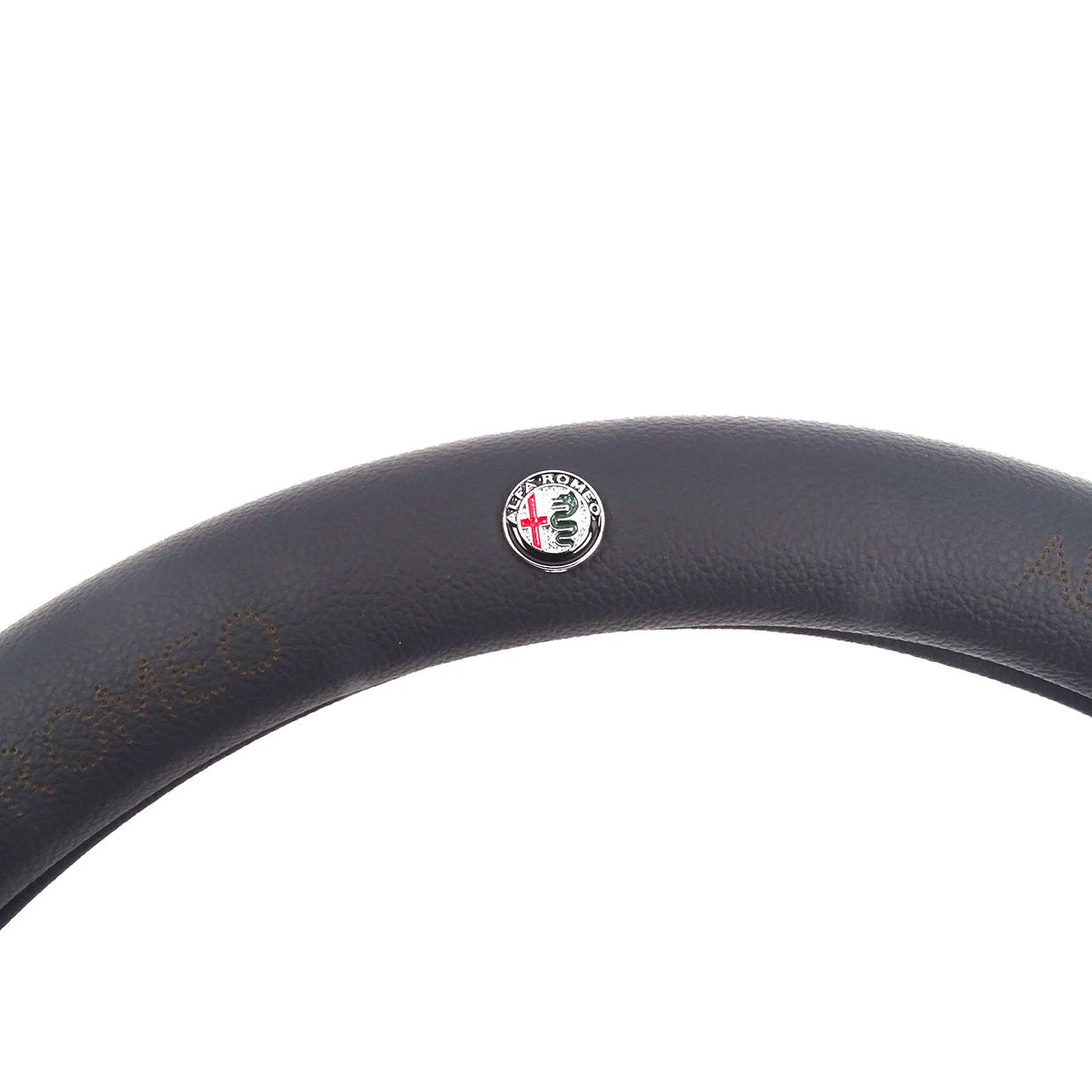 Черный чехол рулевого колеса автомобиля из натуральной кожи 38 см спортивный