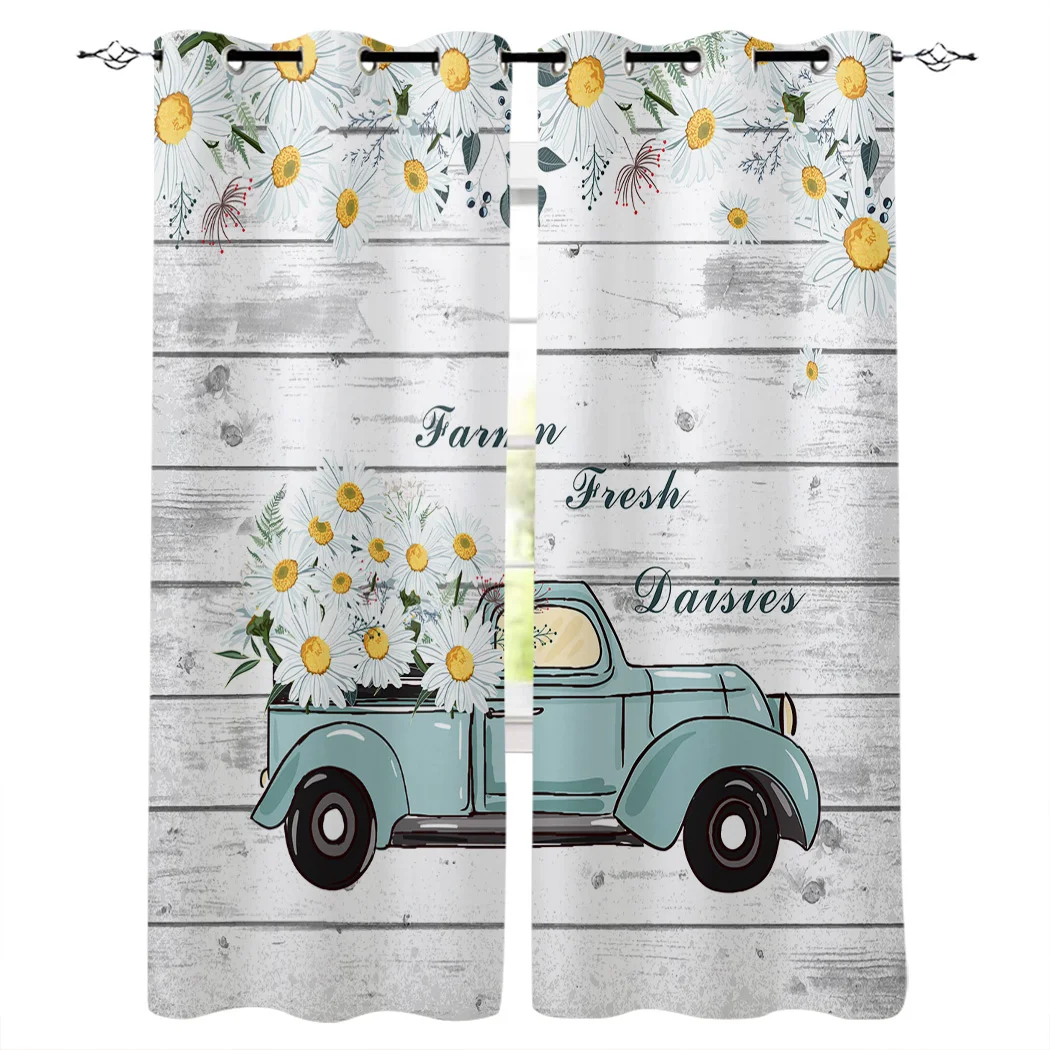 Дейзи Трак идиллическая Текстура дерева кухонная занавеска s Декор для спальни