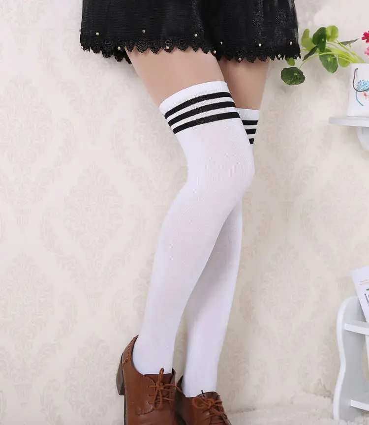 

New Autumn Winter Sexy Socks Striped Long Socks Womens Lady Girls Kawaii Cute Opaque Knit Over Knee Thigh-High Stockings