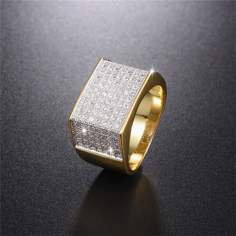 

Men's Luxury Hip Hop Ring jewelry 925 Silver bling SONA Simulated Diamond painting full gold rings for boys Party gift Size 8-13