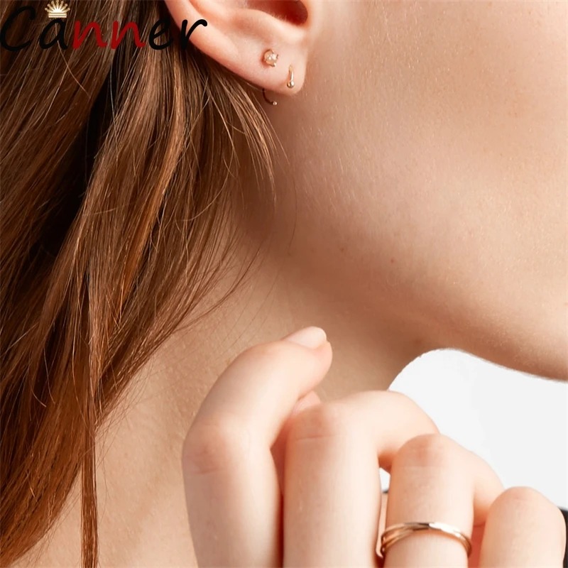 Круглые серьги-кольца с шариком золотого цвета для Woemen Gifls Mini из стерлингового