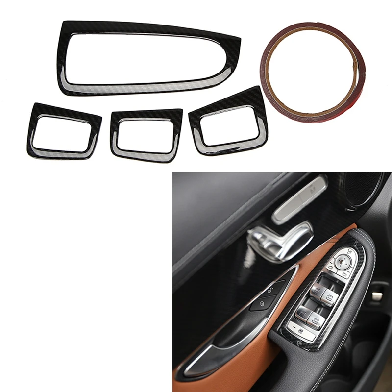 

Door Armrest Window Lift Switch Button Panel Cover Trim Sticker for Mercedes Benz C GLC Class W205 X253 2020