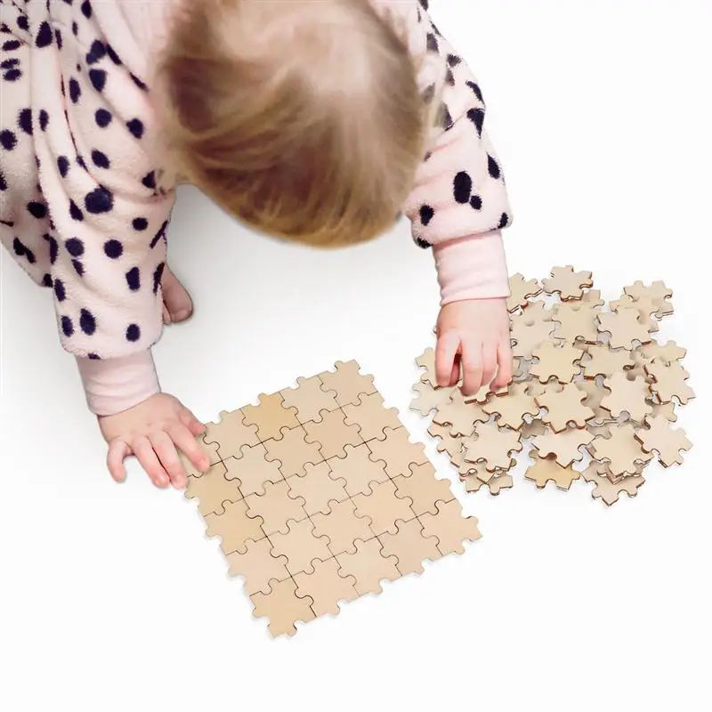 50 шт. деревянные пазлы квадратные чипы кусочки вырезы украшения Детский пазл
