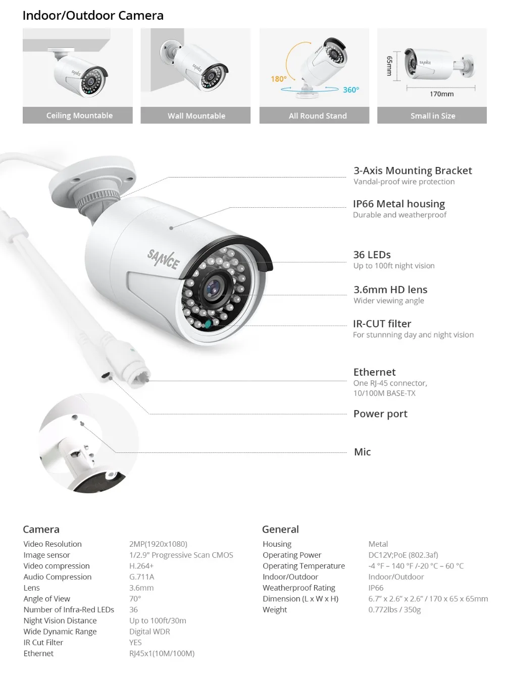 SANNCE 8CH 1080P Сеть POE NVR комплект CCTV система безопасности 2.0MP IP камера наружная ИК камера ночного наблюдения система 1 ТБ HDD