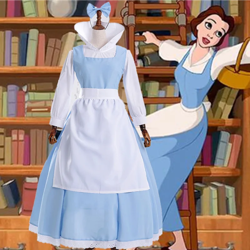 Женское платье Красавица и Чудовище маскарадный костюм комплект синего цвета