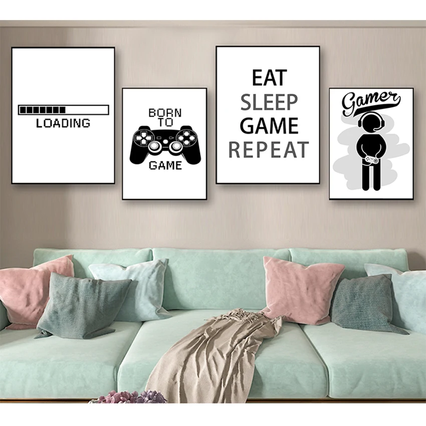 

Pictures Canvas Painting For Kids Room Home Decoration New Design Boys Game Poster And Print Illustration Gamer Quotes Wall Art