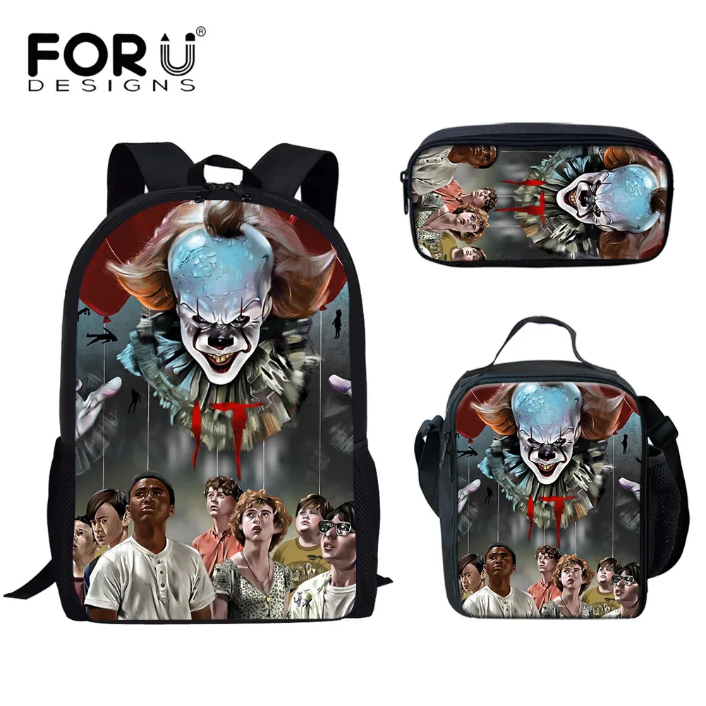 Школьные сумки FORUDESIGNS в классном стиле, комплект из 3 предметов, рюкзак с 3D принтом из фильма ужасов, новая модная Студенческая рюкзак и сумки...