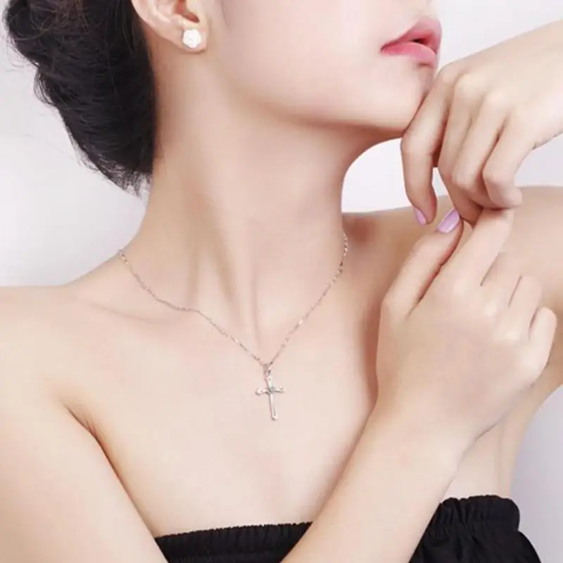 Кристалл Иисуса Креста ожерелье невесты серебряный один кристалл кулон Женская