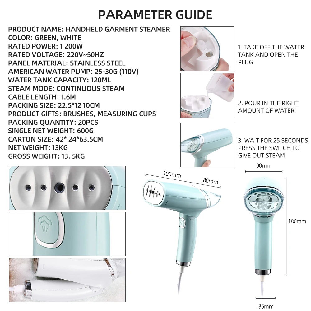 

Handheld Steamer Fabric Wrinkle Remover Multifunctional Intelligent Fast Heat Up Mini Steamr Iron Ironing Machine For Home Trave