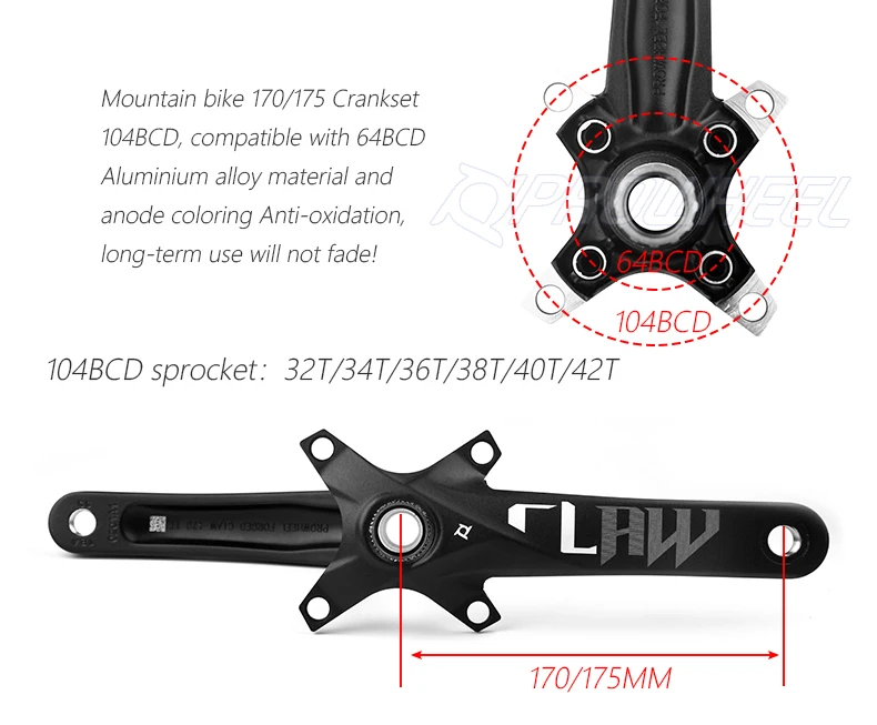 104BCD комплект кривошипов для горного велосипеда 170 мм 175 Кривошип и Нижний