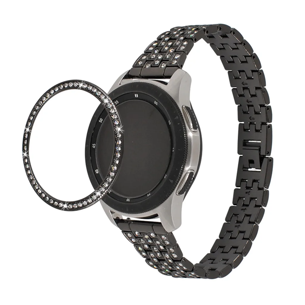 Для samsung Galaxy Watch 46 мм, драгоценный камень кольцо клеющаяся крышка против царапин Металл Нержавеющая сталь Смарт-часы аксессуары