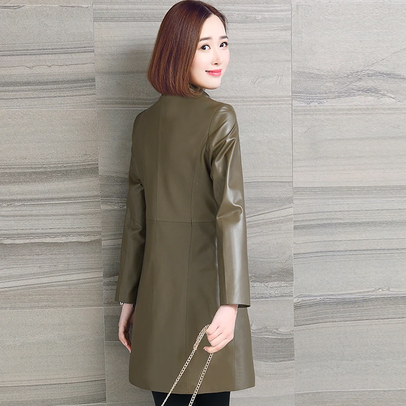 Натуральная овчина куртка женская натуральная кожа Тренч Женский Длинный весна