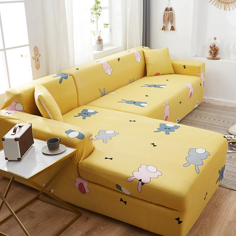 Чехол для дивана Cartoon Stretch Slipcovers для гостиной, с антискользящей эластичной полосой, для секционных диванов, полотенце на 1/2/3/4 места.