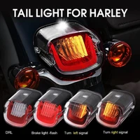 motorcycle led tail light smoke lens brake license plate lamp rear stop 12v for harley dyna road king softail touring