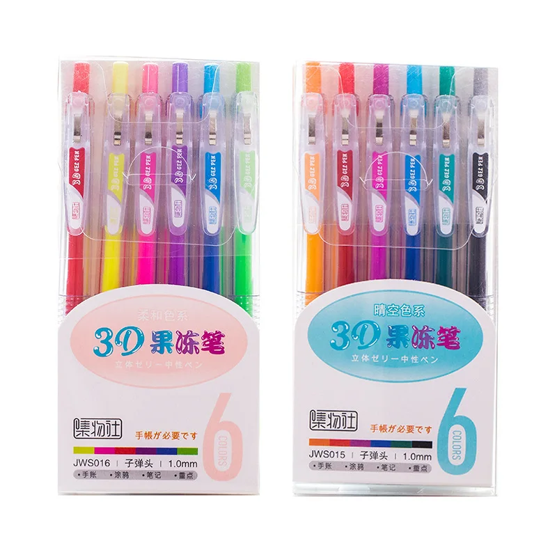 Популярная 3d гелевая ручка 6 шт./компл. конфетных цветов 1 0 мм цветные чернильные