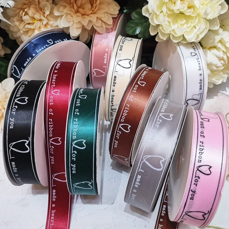 

5 Yards 25MM Printing Satin Ribbons DIY Gift Box Packaging Material Wedding Christmas Decorations