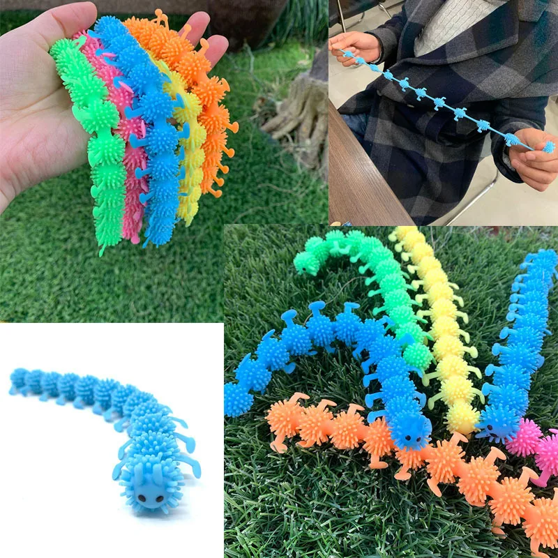 

2Pcs Stress Reliver Toys Worm Noodle Stretch String Rope String Fidget Autism Vent Squeeze Toy For Adults Kids Children Toys