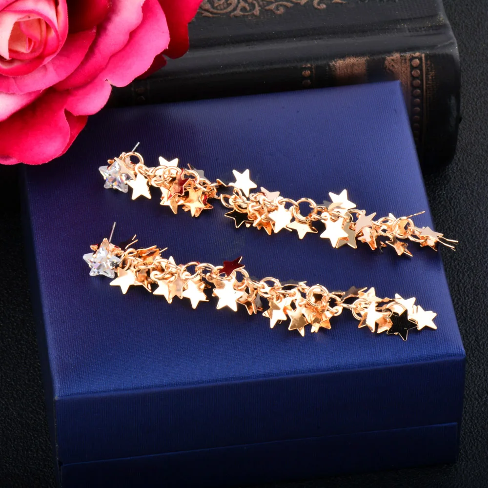 LEEKER винтажные увеличенные длинные серьги кисточки в форме звезды для женщин