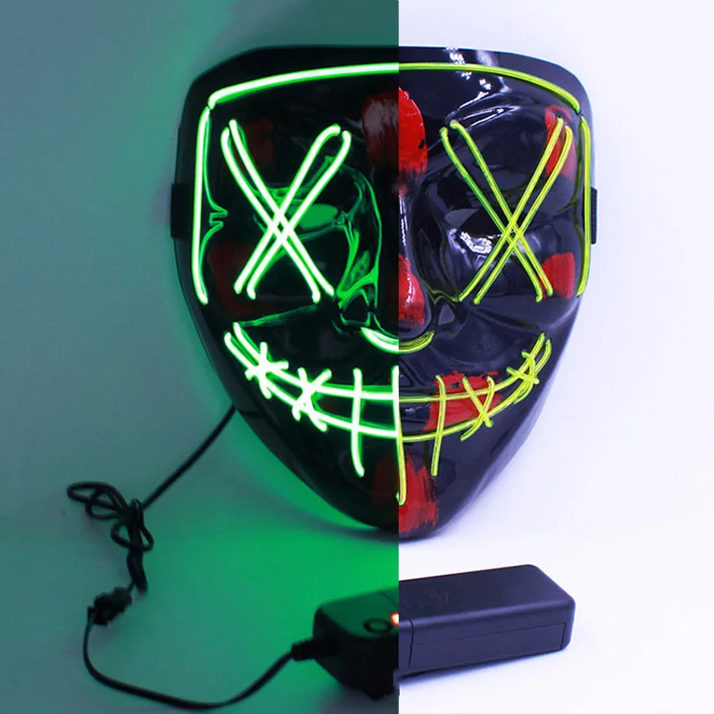 Green light Хэллоуин светодиодные маски тушь для ресниц костюм DJ вечерние светлые цвета Забавный фестиваль Косплей холодный световой устойчивый инвертор Рождество - Цвет: Green light