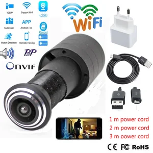 door eye hole security 2mp hd 2 1mm lens wide angle fisheye cctv network mini peephole wifi camera p2p tf card free global shipping