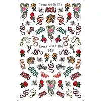 10pcs chinese totem series dragon snake tiger leopard butterfly nail art sticker love nail art decoration applique flower set