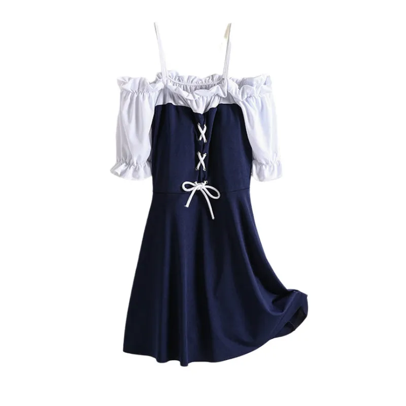 

Hot spring one-piece swimsuit female conservative slimming belly small breasted student skirt boxer swimwear