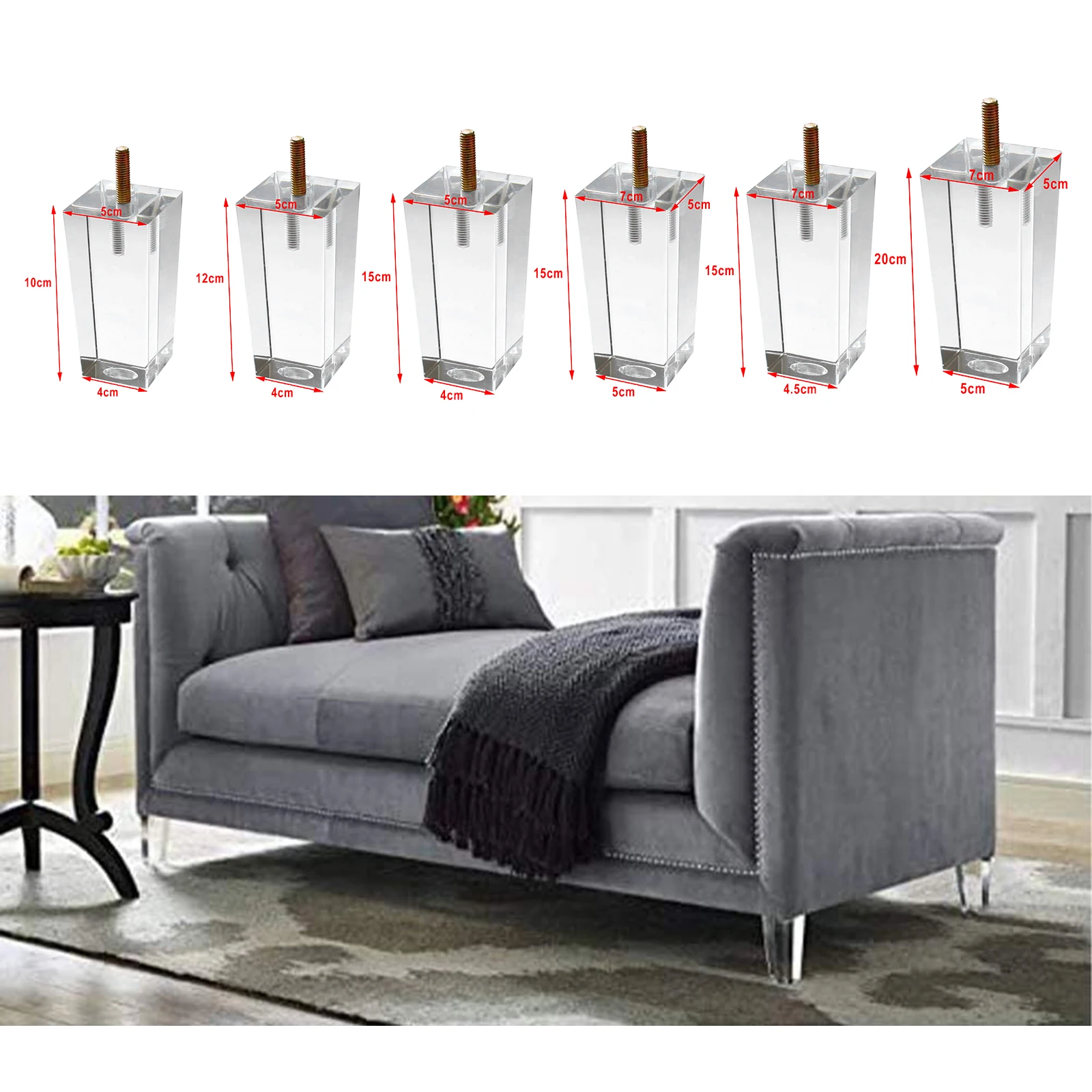 Ножки для самостоятельной сборки мебели из акрила прозрачные стеклянные ножки