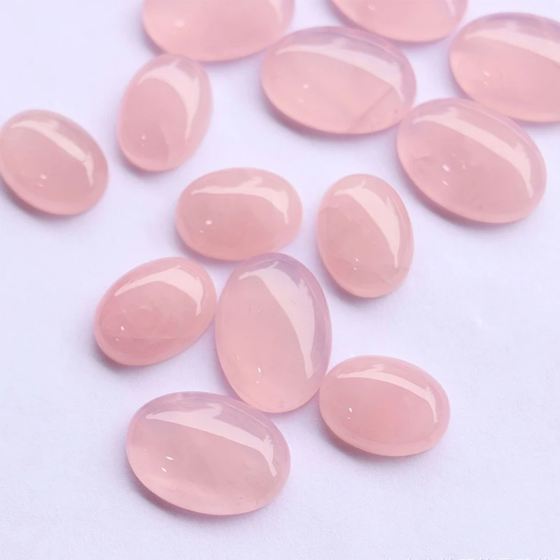 

Natural rose quartz oval Cabochon flat stone crystal beads for making earrings pendant no hole gemstone jewelry findings