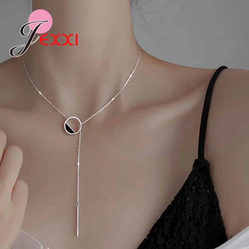 

Free Shipping 925 Sterling Silver Long Pendant Necklace Hot Fashion Women Girls Wedding Anniversary Party Jewelry
