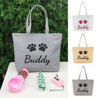 free print name bag personalized pet dog sling handbag portable outdoor travel shouder bags for dogs products cute paw print