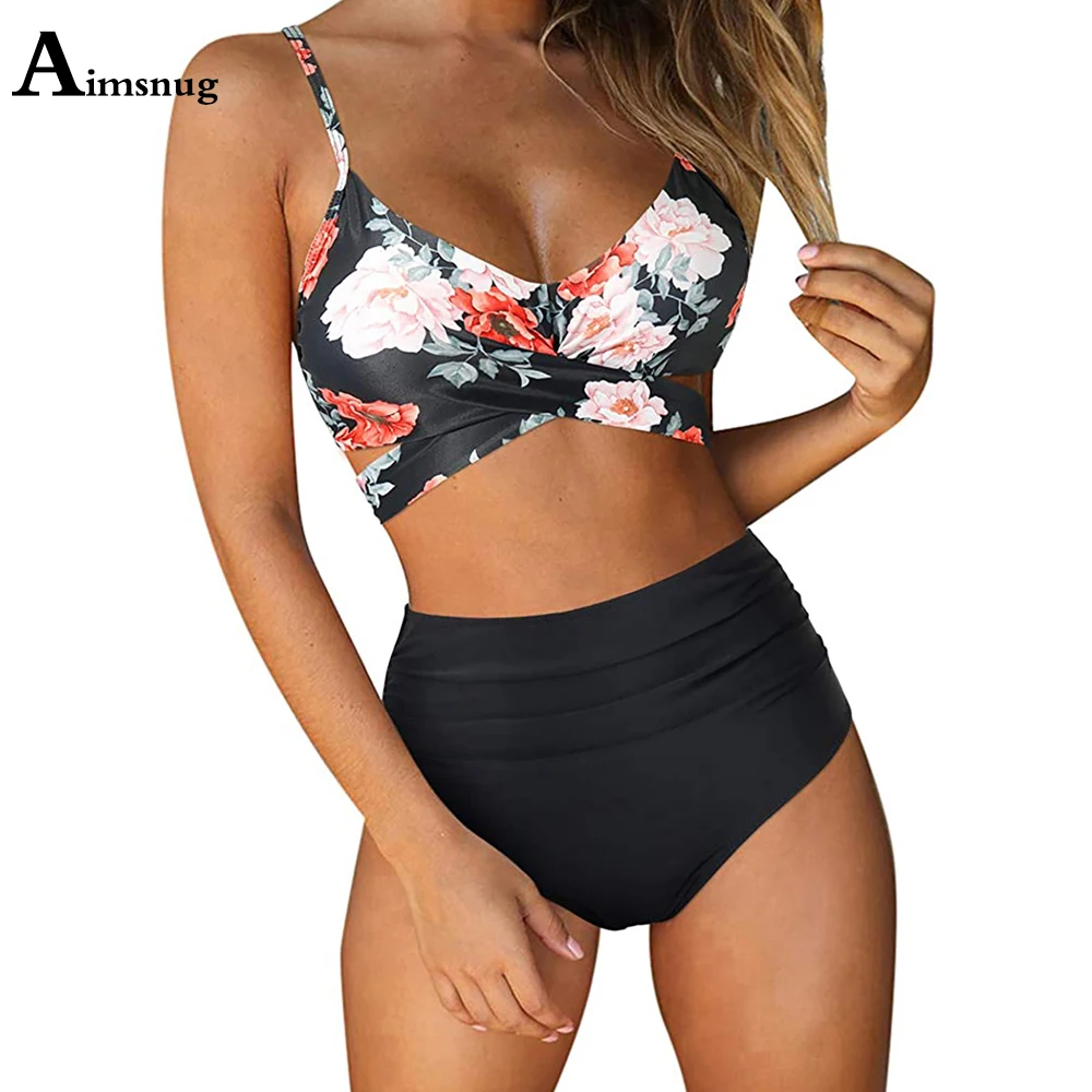 

Women High Waist Bikini Sets Swimsuit Sexy Femme Push Up Two Pieces Swimwear Criss-cross TOP 2021 Fashion Tie Dry Bathing Suits