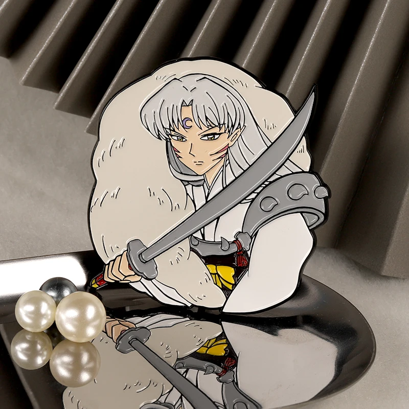 

Inuyasha Anime Sesshoumaru Metal Badge Art Brooch Pin Bags Accessories Souvenir Holiday Gifts