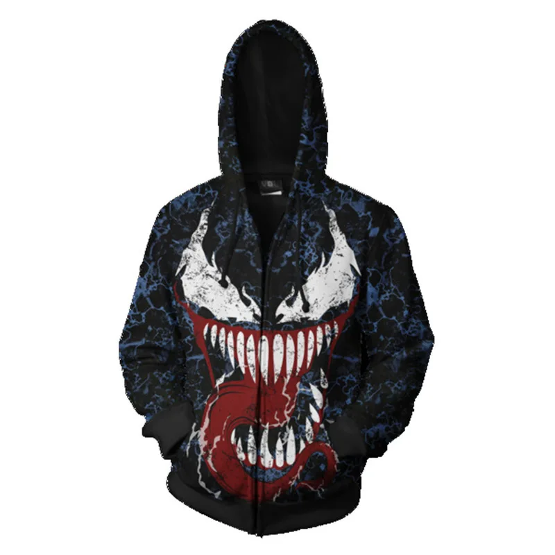 

Disney 2021 new marvel new venom 3D digital printing sweater hooded cardigan casual men's top harajuku man hoodies netflix