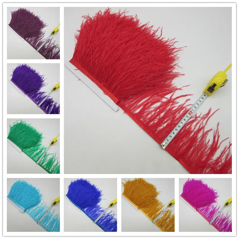 

Beatiful 10Yard High Quality Ostrich Feather Trim Fringe Feather Ribbon 10-15CM/4-6Inch Width Sewing Crafts Costumes Decoration