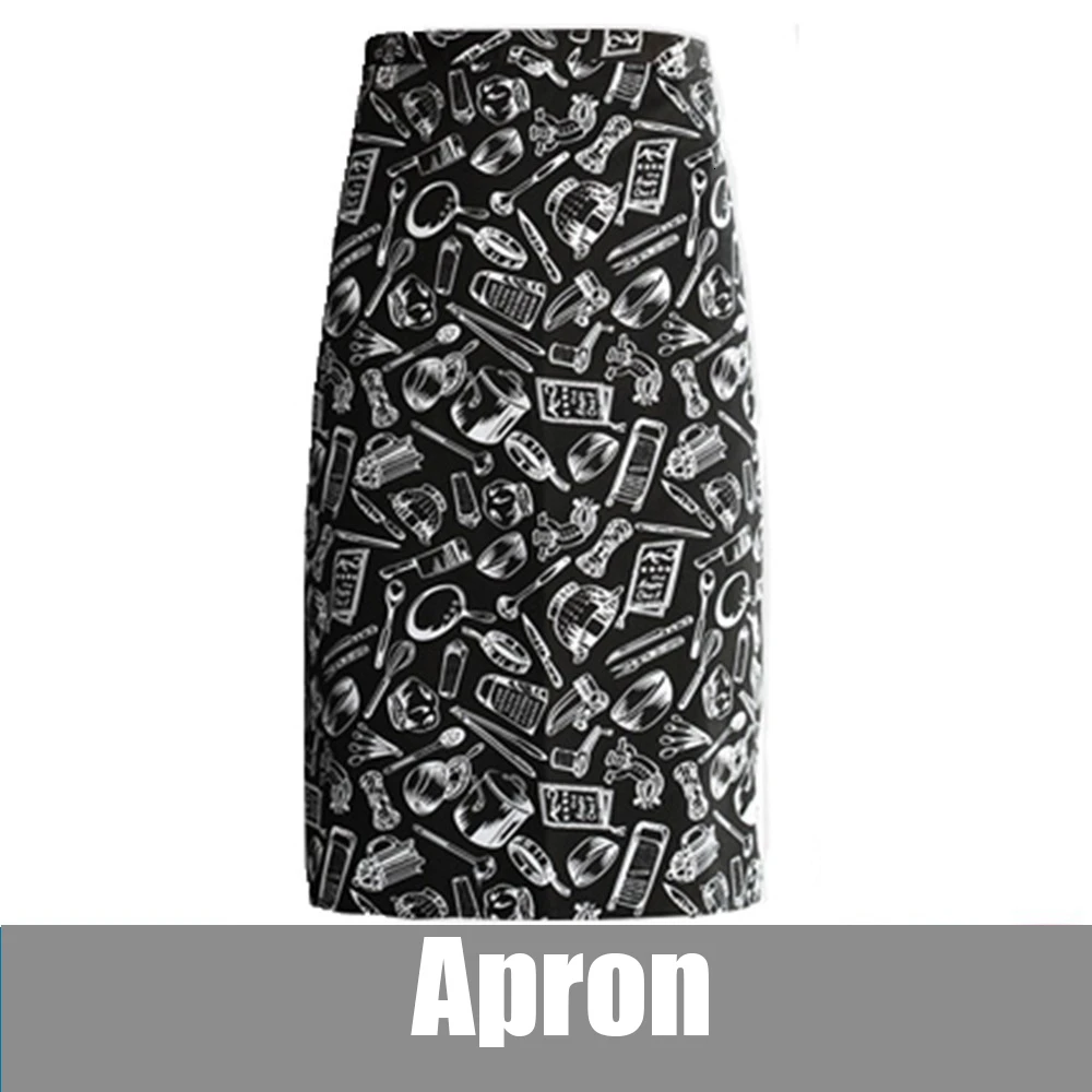 Apron 2 Сплошной цвет длинный рукав шеф Униформа унисекс высокого качества поварской китель отель, ресторан, кафе хлебобулочные волосы салон рубашка официанта - Цвет: Apron 2