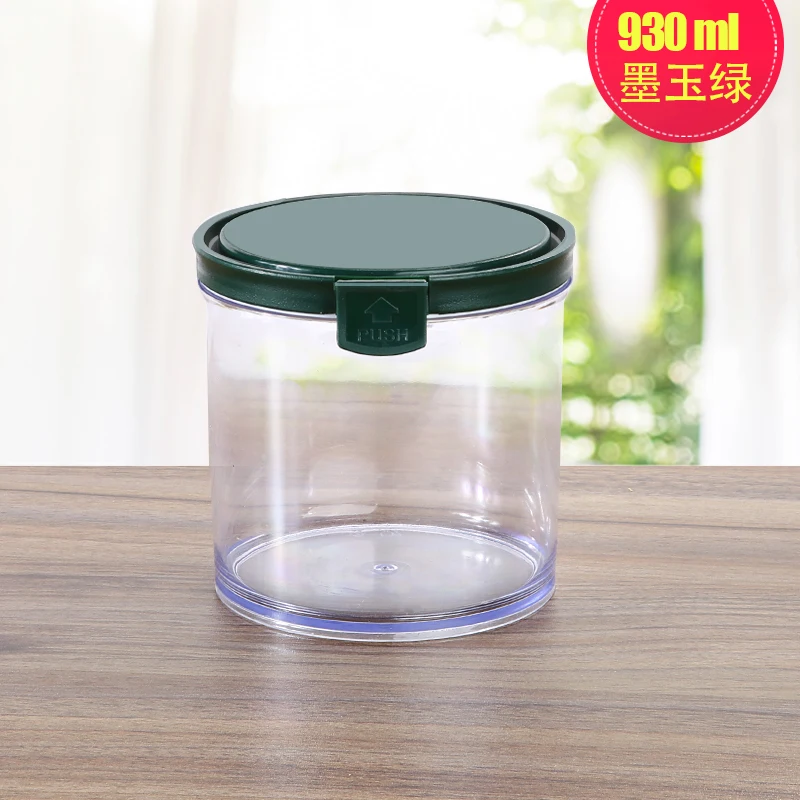 930ml-green Пластиковые запечатанные банки бутылка Прозрачный бак для хранения с крышкой приправа банка кухонные хлебные злаки коробка для хранения еды для перекуса WF8154420 - Цвет: 930ml-green