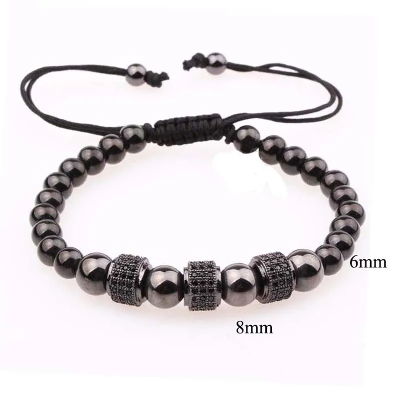 3 шт./компл. Роскошная шариковая трубка с фианитами черные бусины из нержавеющей