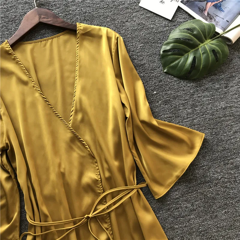 Женская пижама атласная ночная рубашка женская сексуальная с коротким рукавом и